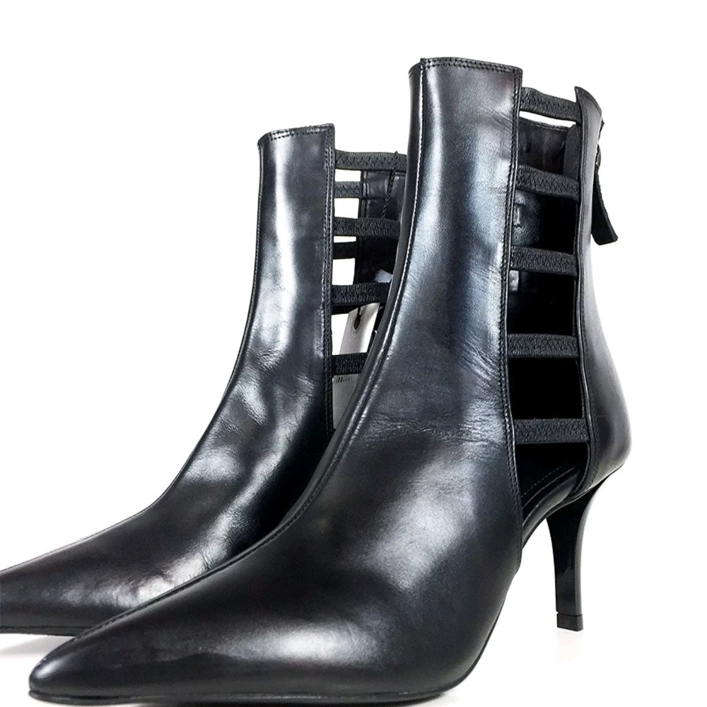 Zara black open side leather boots size 6 EUR 36
